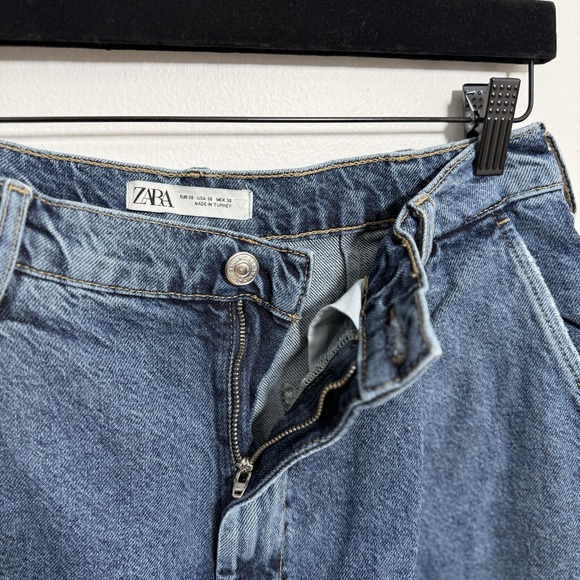 Zara Baggy Fit Blue Jeans Straight Leg Mid Waist Size 30x30 - Picture 10 of 12